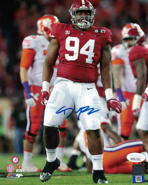 Daron Payne Autographed/Signed Alabama Crimson Tide 8x10 Photo JSA PF 24081