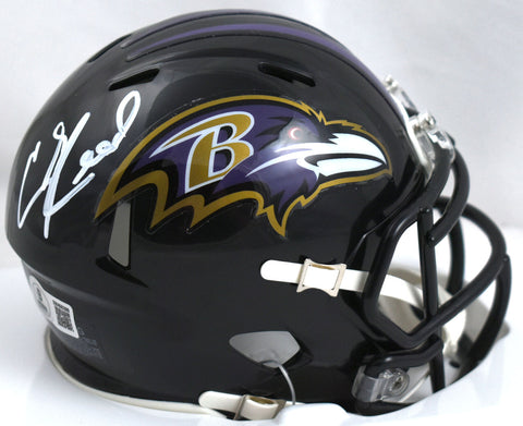 Ed Reed Autographed Baltimore Ravens Speed Mini Helmet- Beckett W Hologram