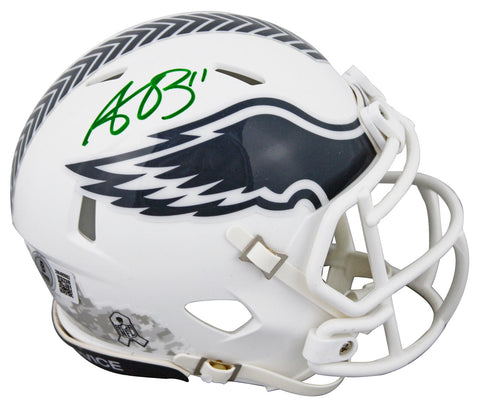 Eagles A.J. Brown Signed Salute To Service III Speed Mini Helmet BAS Witnessed