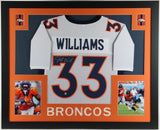 Javonte Williams Signed 35x43 Framed Denver Broncos Jersey (Beckett) 2nd Rnd Pck