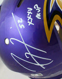 Ray Lewis Autographed Ravens F/S Flash Speed Authentic Helmet w/2 Insc.-BAW Holo