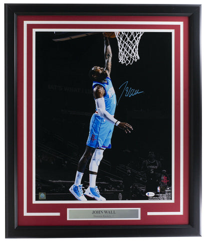 John Wall Signed Framed Houston Rockets 16x20 Basketball Photo BAS ITP