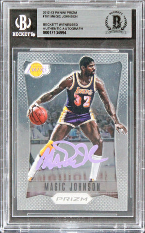 Lakers Magic Johnson Authentic Signed 2012 Panini Prizm #181 Card BAS Slabbed