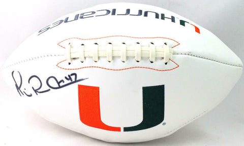 Michael Irvin Autographed Miami Hurricanes Logo Football - Beckett Witnessed