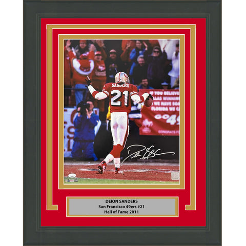 Framed Autographed/Signed Deion Sanders San Francisco 49ers 16x20 Photo JSA COA