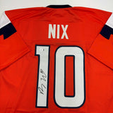 Autographed/Signed Bo Nix Denver Orange Football Jersey Beckett BAS COA