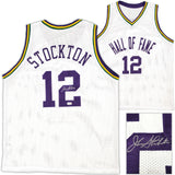 UTAH JAZZ JOHN STOCKTON AUTOGRAPHED WHITE JERSEY BECKETT BAS WITNESS 224359