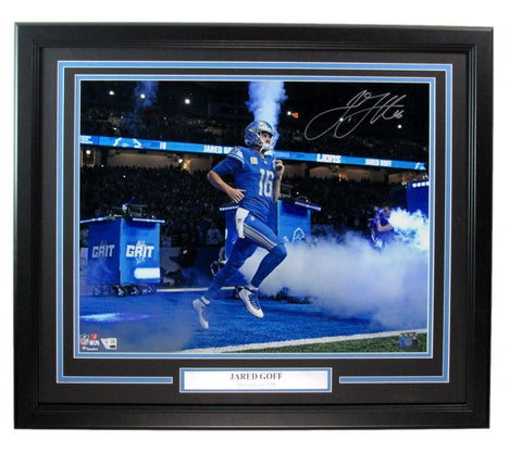 Jared Goff Autographed 16x20 Football Photo Framed Detroit Lions Fanatics