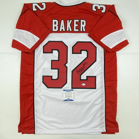 Autographed/Signed BUDDA BAKER Arizona White Football Jersey Beckett BAS COA