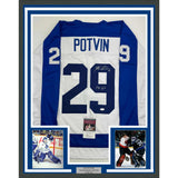 Framed Autographed/Signed Felix Potvin 35x39 Toronto White Jersey JSA COA