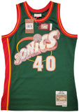 SONICS SHAWN KEMP AUTOGRAPHED GREEN AUTH M & N JERSEY NBA TOP 75 M MCS 203425