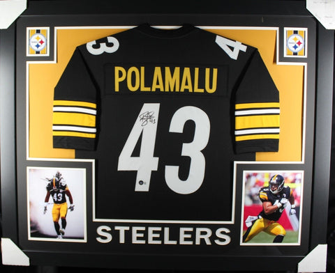 TROY POLAMALU (Steelers black SKYLINE) Signed Autographed Framed Jersey Beckett