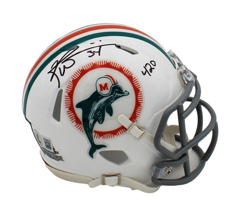 Ricky Williams Signed Miami Dolphins Speed TB 1972 Mini Helmet w/ "420" Inscr.