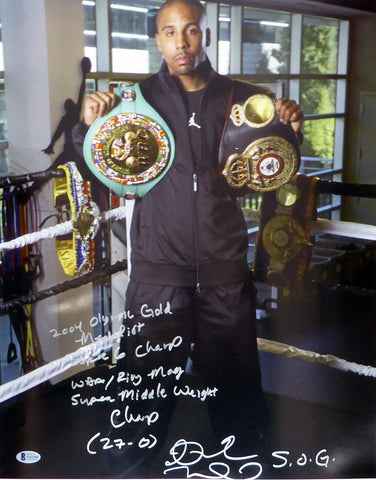 Andre Ward Authentic Autographed Signed 16x20 Photo With Stats Beckett V61292