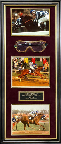 Ron Turcotte Signed Autographed Secretariat Goggles Custom Framed to 13x32 NEP