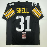 Autographed/Signed DONNIE SHELL Pittsburgh Black Football Jersey JSA COA