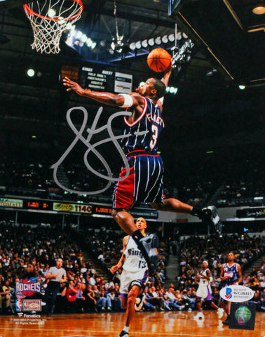 Steve Francis Signed Rockets 8x10 FP Photo Dunking vs Kings- Beckett Witness