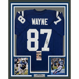 FRAMED Autographed/Signed REGGIE WAYNE 33x42 Indianapolis Blue Jersey JSA COA