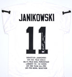 Sebastian Janikowski Autographed White Pro Style STAT Jersey- Beckett W Hologram