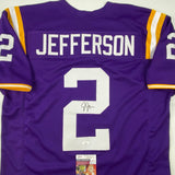 Autographed/Signed Justin Jefferson LSU Purple College Football Jersey JSA COA