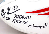 Rodney Harrison Signed Patriots Rawlings Logo Football w/ 2 Insc- Beckett W *Blk