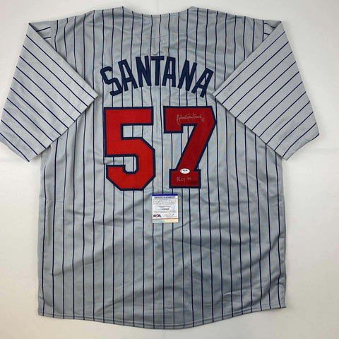 Autographed/Signed Johan Santana Minnesota Grey Pinstripe Jersey PSA/DNA COA