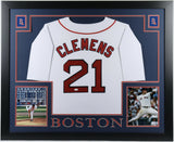 Roger Clemens Signed Boston Red Sox 35x43 Custom Framed Jersey (JSA COA)