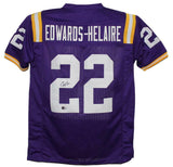 Clyde Edwards-Helaire Autographed College Style Purple XL Jersey BAS 34870