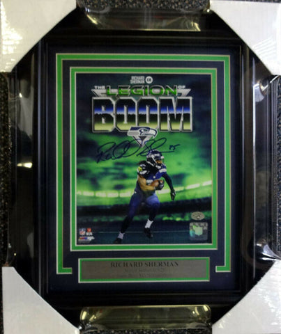 RICHARD SHERMAN AUTOGRAPHED SIGNED FRAMED 8X10 PHOTO SEAHAWKS RS HOLO 90585