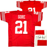 SAN FRANCISCO 49ERS FRANK GORE AUTOGRAPHED RED JERSEY BECKETT BAS WITNESS 231918