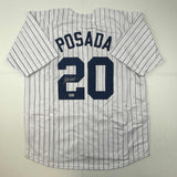 Autographed/Signed Jorge Posada New York Pinstripe Jersey Beckett BAS COA