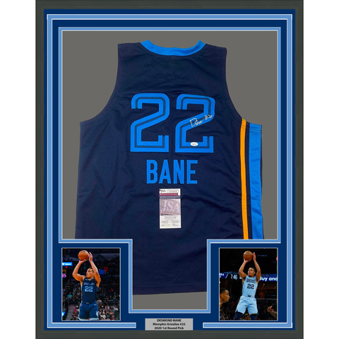 Framed Autographed/Signed Desmond Bane 33x42 Memphis Blue Jersey JSA COA