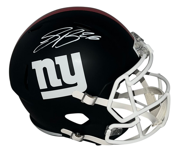 SAQUON BARKLEY SIGNED NEW YORK GIANTS FLAT BLACK FULL SIZE SPEED HELMET BECKETT