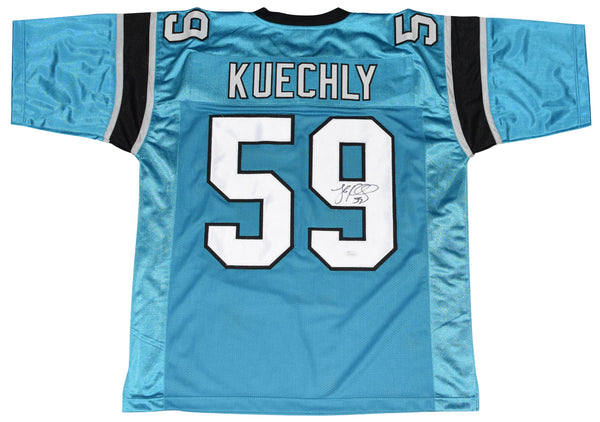 LUKE KUECHLY AUTOGRAPHED CAROLINA PANTHERS #59 BLUE JERSEY JSA