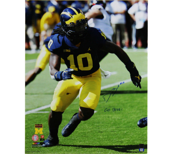 Devin Bush Signed Michigan Wolverines 16x20 Photo With "Go Blue" Inscription