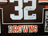 CUSTOM FRAMED IN SUEDE CLEVELAND BROWNS JIM BROWN AUTOGRAPHED SIGNED JERSEY GTSM