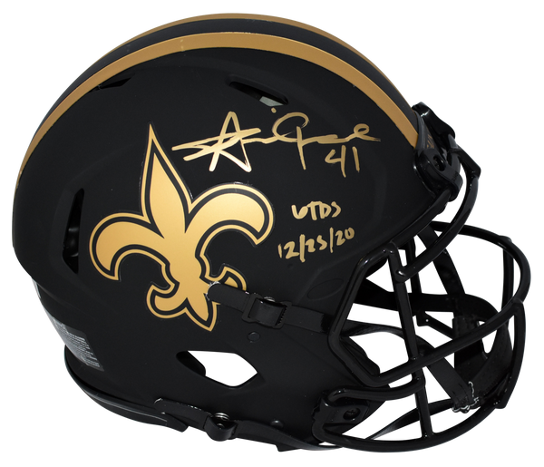 ALVIN KAMARA SIGNED NEW ORLEANS SAINTS AUTHENTIC ECLIPSE HELMET + 6 TDS 12/25/20