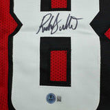 Framed Autographed/Signed Roddy White 35x39 Atlanta Red Jersey Beckett BAS COA