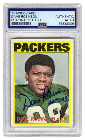 Dave Robinson Signed Packers 1972 Topps Card #116 w/HOF 2013 -(PSA Encapsulated)