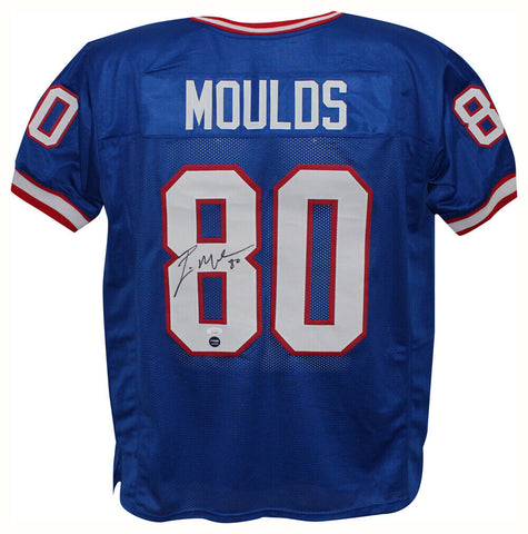 Eric Moulds Autographed/Signed Pro Style Blue XL Jersey Bills Mafia JSA 35523