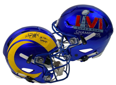 MATTHEW STAFFORD Autographed "SB LVI Champs" Rams Speed Flex Helmet FANATICS