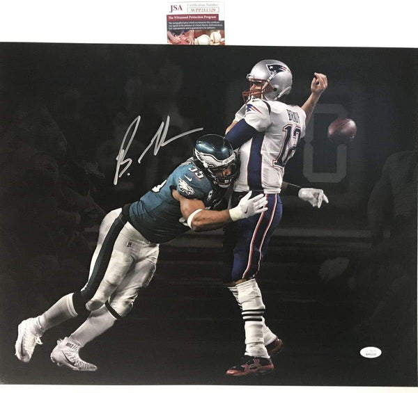 Autographed/Signed BRANDON GRAHAM Super Bowl 52 Spotlight 16x20 Photo JSA COA