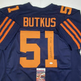 Autographed/Signed DICK BUTKUS HOF 79 Chicago Retro Blue Football Jersey JSA COA