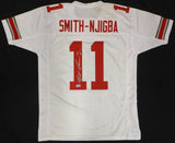 Ohio State Jaxon Smith-Njigba Autographed White Jersey Beckett QR #WW79766