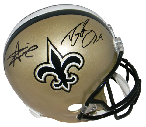 DREW BREES & ALVIN KAMARA SIGNED NEW ORLEANS SAINTS FULL SIZE HELMET JSA