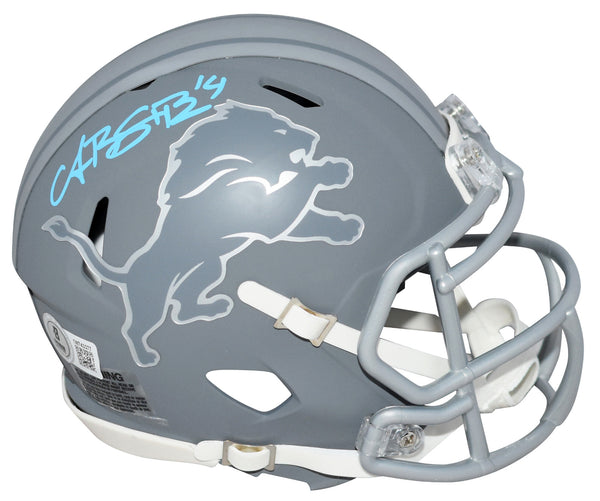 AMON-RA ST BROWN AUTOGRAPHED SIGNED DETROIT LIONS SLATE MINI HELMET BECKETT