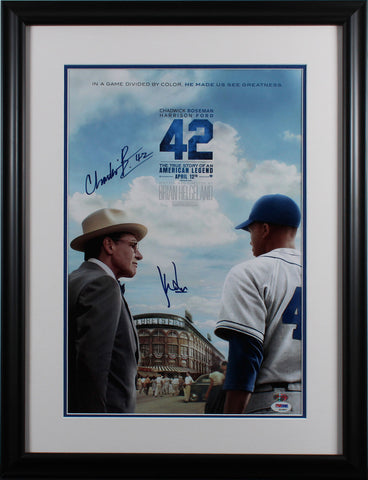 Harrison Ford & Chadwick Boseman 42 Signed Framed 12x18 Photo PSA/DNA #S10867