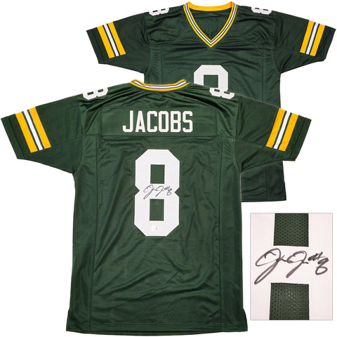 GREEN BAY PACKERS JOSH JACOBS AUTOGRAPHED GREEN JERSEY BECKETT WITNESS 229523