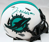 Jaylen Waddle Autographed Miami Dolphins Lunar Speed Mini Helmet-Fanatics *Teal