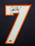 FRAMED IN SUEDE DENVER BRONCOS JOHN ELWAY AUTOGRAPHED SIGNED JERSEY BECKETT HOLO